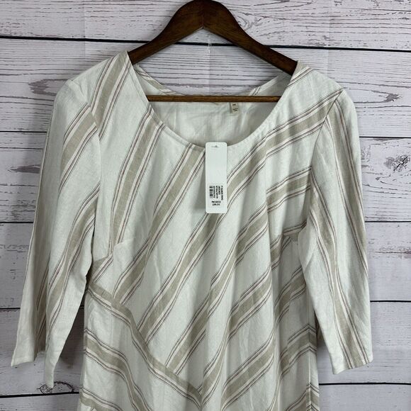 Soft Surroundings Dress Womens Medium Petite Ivory Equinox Linen Beach Neutral - Picture 2 of 15